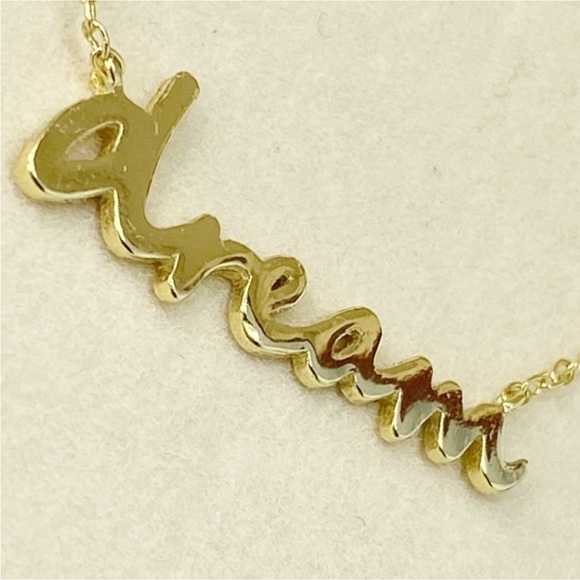 Dream Script Necklace by Argento Vivo Gold Script Message Word Art NWT New - Picture 9 of 9
